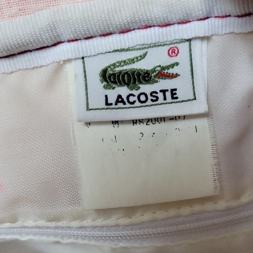 Lacoste Red Vinylon Crossbody Bag with Embossed Logo and Navy Rib Trim - Picture 8 of 9